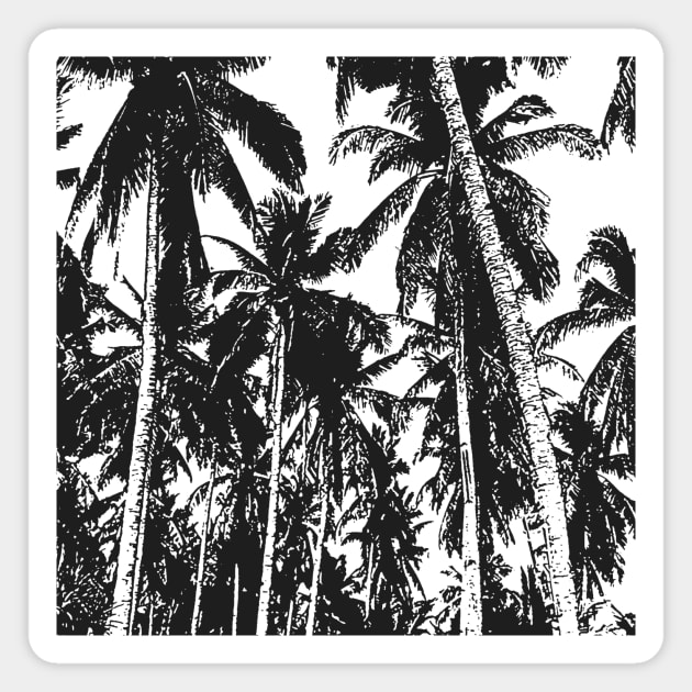 Palm Trees Design as Silhouette Effect in Black and White Magnet by NigelSutherlandArt